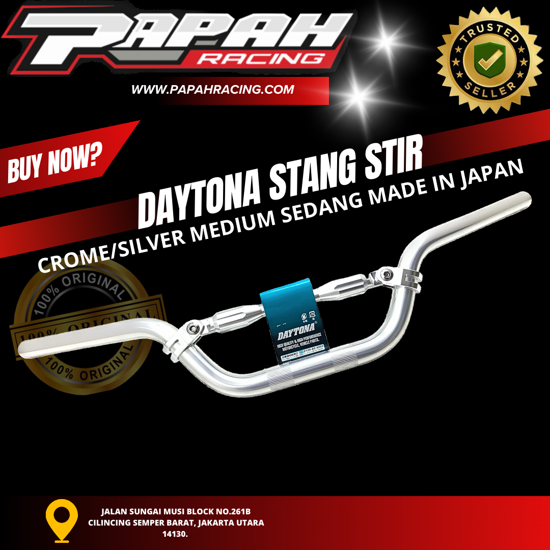DAYTONA STANG STIR CROME/SILVER HITAM MEDIUM SEDANG MADE IN JAPAN